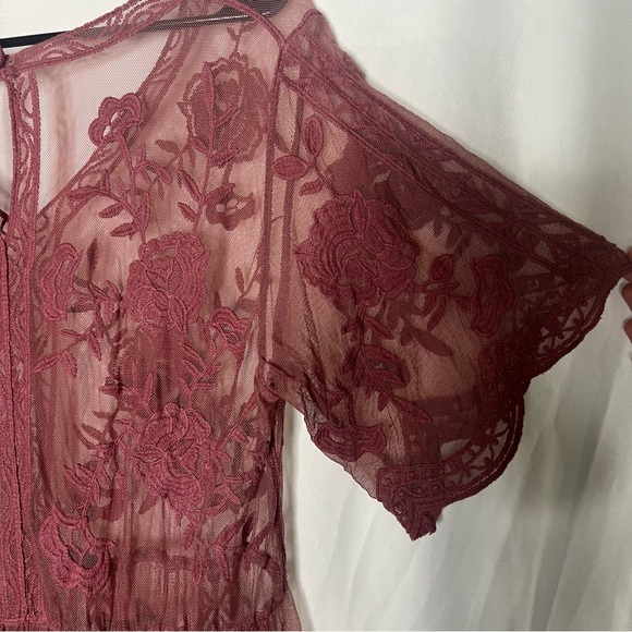 Lane Bryant Pink Lace Embroidered Short Sleeve Top Size 10/12 Women’s Blouse - Picture 7 of 11